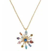 🍟 Kate Spade Firework flower statement Necklace Pendant gold plated new