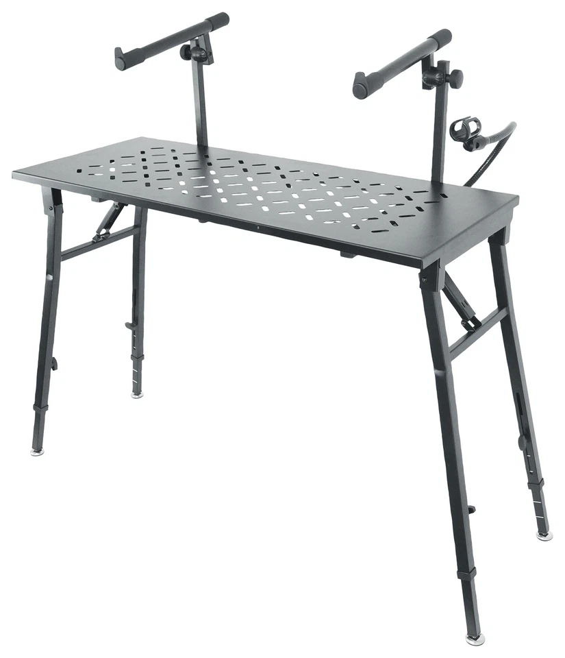 Rockville PKS44 2-Tier Keyboard/DJ Stand+Table Attachment+Gooseneck Mic Stand