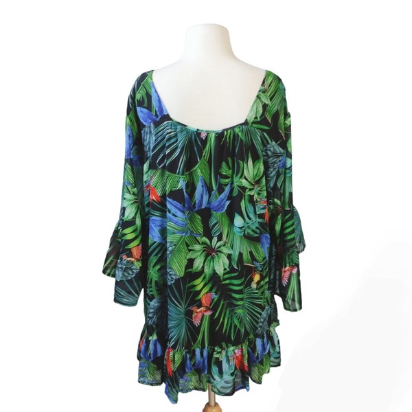 Virtuelle Taking Shape Women Size 18 Green Tropical Tunic Top Blouse Green Blue