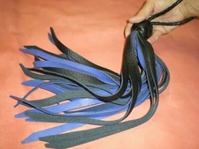 Leather Flogger, 16.5" Palm Flogger, Whip Blue w/ Black Unisex, Handcraft USA