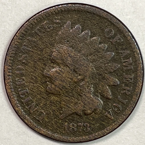 1873 Open 3 Indian Head Cent Very Good VG Coin #15739