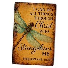 Dragonfly Wall Art Metal Tin Sign Retro Dragonfly Decor and Inspirational