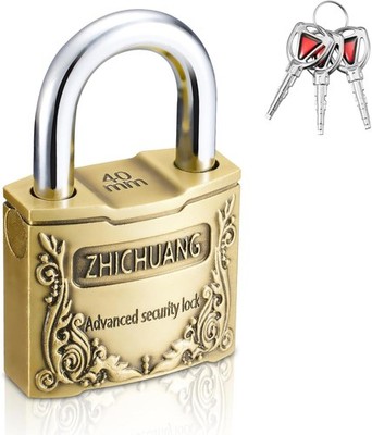 Antique-Style Copper Padlock with 3 Keys - 40Mm Heavy Duty Security Lock, Vintag