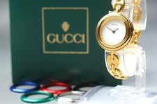 [N MINT w/Box,Paper] Gucci 11/12.2 6 Colors Change Bezel Gold Qz Women's Watch