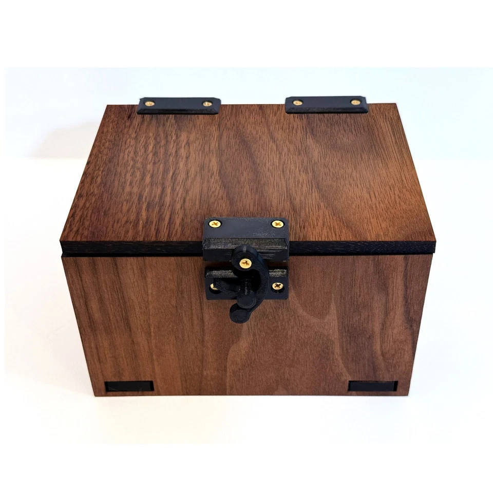 Handmade Walnut Wood Box with Lid: Keepsakes or Card Storage - Image 2 of 4
