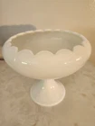 RARE!! Large Antique Milk Glass White Scalloped Rim Pedestal Bowl!