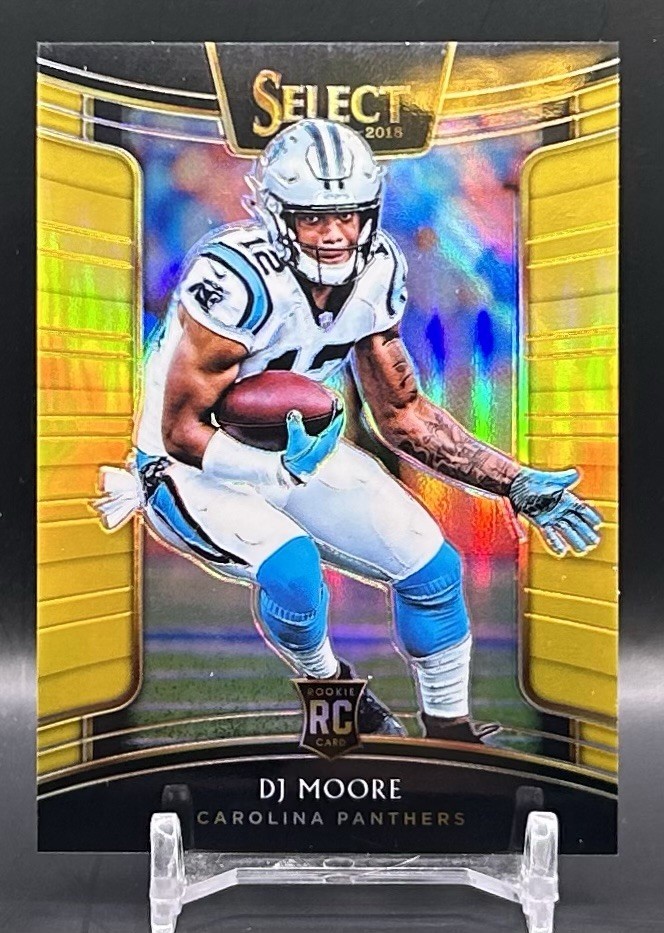 2018 Select DJ Moore #84 RC Gold Prizm Rookie Concourse 1/10 Panthers 1/1