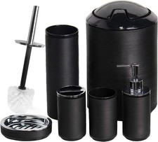 CERBIOR Bathroom Accessories Set 6 Piece Spiral Pattern Bath Ensemble,Black In
