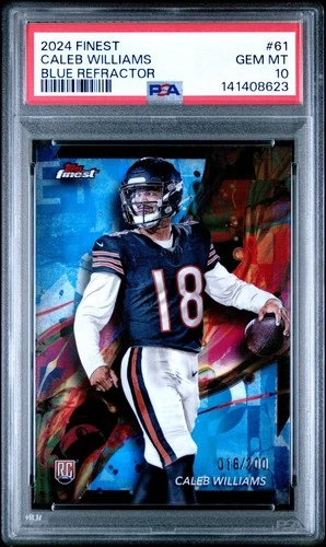 2024 Topps Finest - Common Caleb Williams #61 Blue Refractor /200 (RC) PSA 10