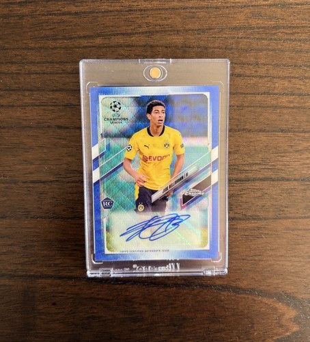 2020 Topps Chrome UEFA Jude Bellingham Auto Blue Wave ROOKIE RC REFRACTOR /75