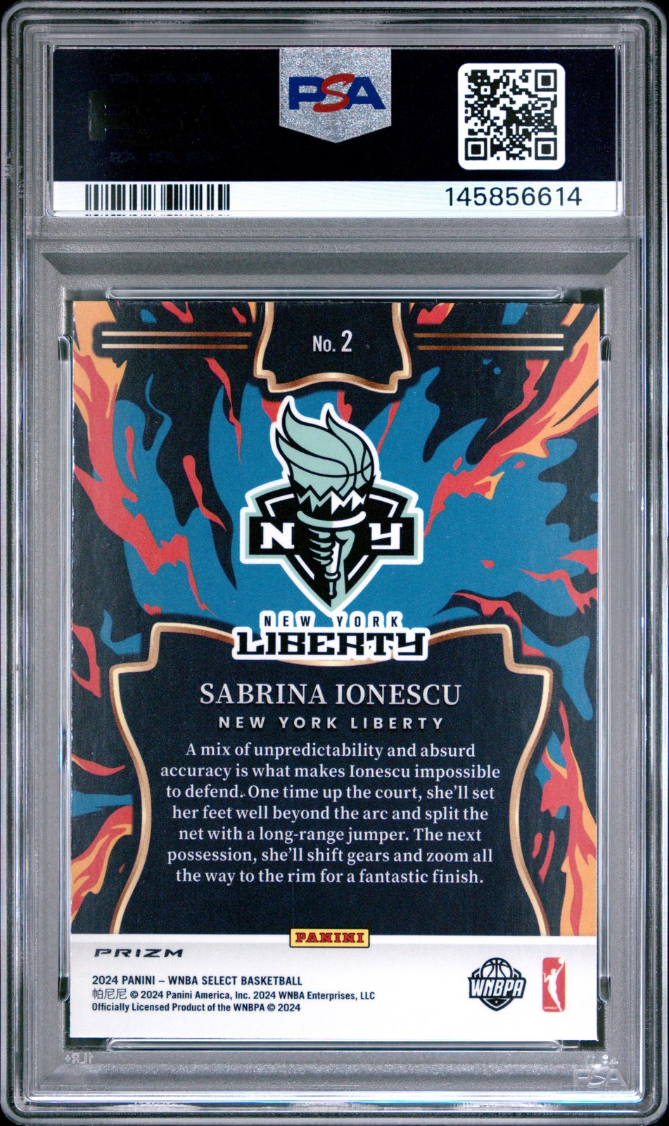 2024 PANINI SELECT WNBA EN FUEGO FLASH #2 SABRINA IONESCU PSA 10 view 2