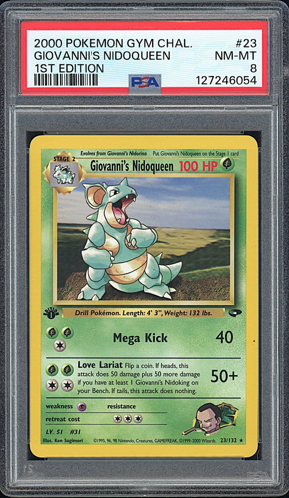 GIOVANNI'S NIDOQUEEN 2000 Pokemon Gym Challenge 1st Edition #23 - PSA 8