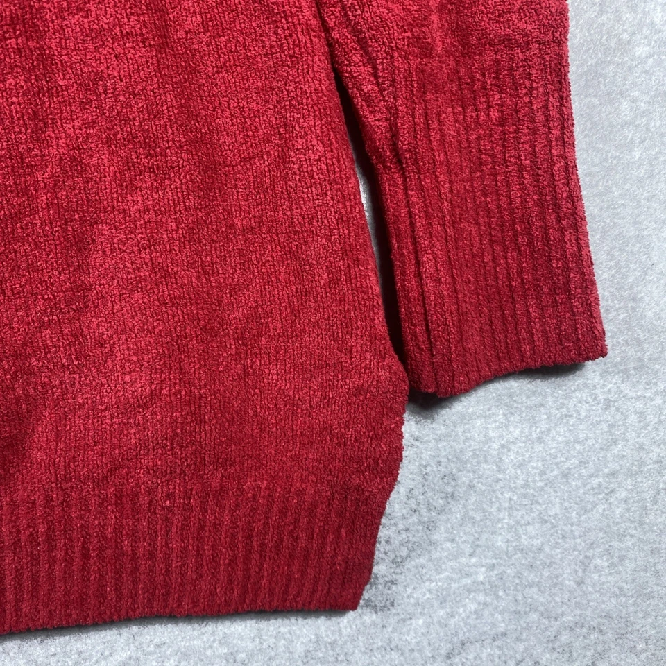 Betsy Johnson Mujer M Rojo Guiño! ¡Guiño!” Suéter Cuello Ancho Manga Larga Raro Foto 4 de 4