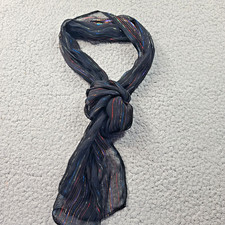 Unbranded Womens Semi Sheer Scarf Black Colorful Metallic Sparkle Rectangle