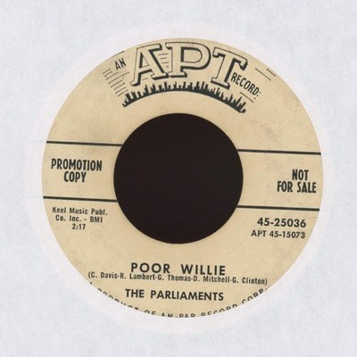 Parliaments - Poor Willie / Party Boys on APT Records - Promo R&B Doo Wop 45