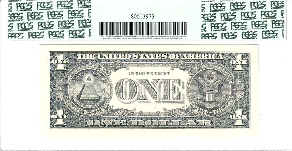 2003-A $1 FRN PCGS Gem New 65PPQ Fancy TRUE 0/1 BINARY Serial #E01100010B - Image 2 of 2