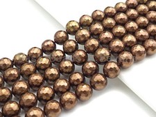 Natural Mother of Pearl Copper Color Round Faceted beads, 6mm/8mm/10mm/12mm MOP