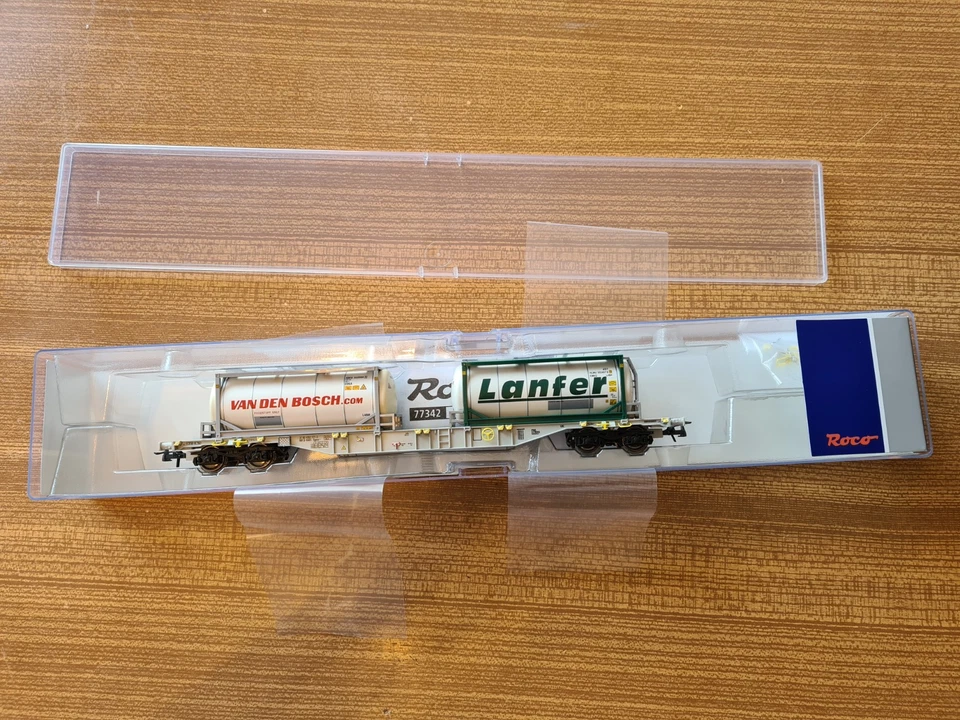 Roco 77342 Containertragwagen D-AAEC Sgns 317-2 Tanktainer Lanfer + Van d. Bosch - Bild 3 von 4