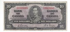 1937 Bank Of Canada $10  Dollar  Banknote Gordon-Towers  D/D0915085 F-15