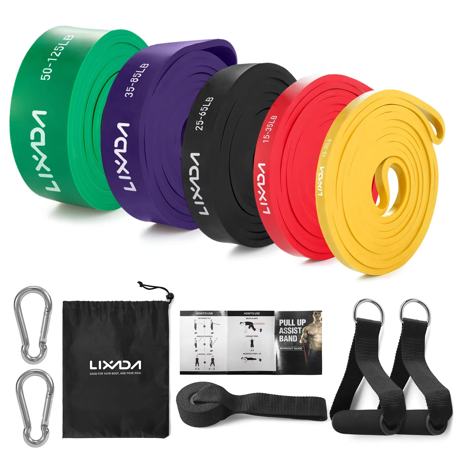 Resistance Bands Set Pull Up Assist 5 Pack Exercise Loop Strength Training