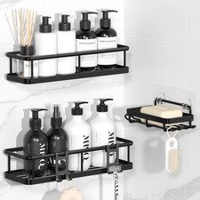 YASONIC Shower Caddy Adhesive, Rustproof Organizer with 3 Pack, Black
