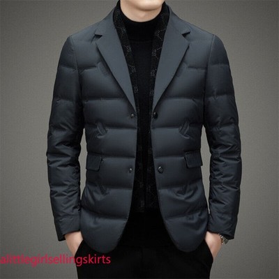 Men's Down Jacket Business Middle-Aged Scarf Collar Cold Proof Down Jacket Suit
