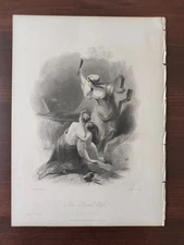 ANTIQUE ORIGINAL B/W ENGRAVING-FINDEN'S TABLEAUX-THE GREEK WIFE-1846