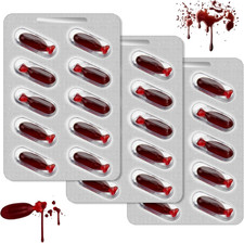 30 Pieces of Fake Blood Pills, Vampire Capsules Horror Funny Trick Props, Vomit