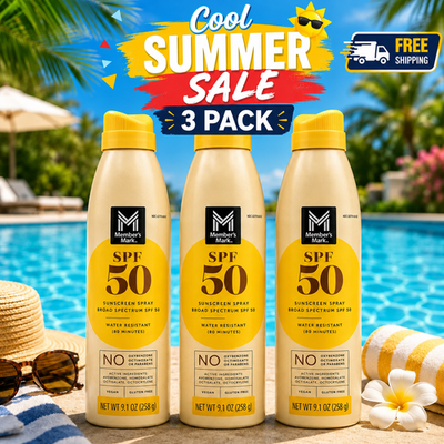 #ad Member#x27;s Mark SPF 50 Broad Spectrum Sunscreen Spray Water Resistant 3x 9.1 oz $13.99