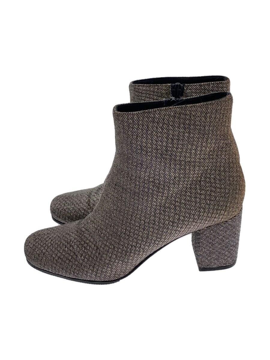 SAINT LAURENT Metallic Heel Boots Shoes 441670 Silver Women's Size: EU36
