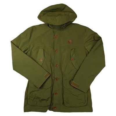 Fred Perry Jacket Mens MEDIUM Green Parka Outwear Coat Hooded Button Size M