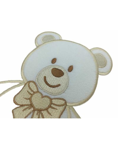 Applicazione Termoadesiva Patch Marbet Ricamo Baby Velluto Bianco Orsetto Fiocco - Imagen 8 de 16
