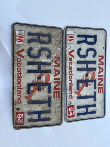 Pair Of Vintage Maine Vacationland Vanity Plates