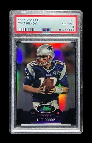 2011 topps #1 tom brady; etopps SP silver chrome refractor PSA 8  — RARE TB12 —