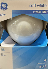 GE 60-Watt Soft White Frosted White G40 Globe Light - 5-inch Diameter