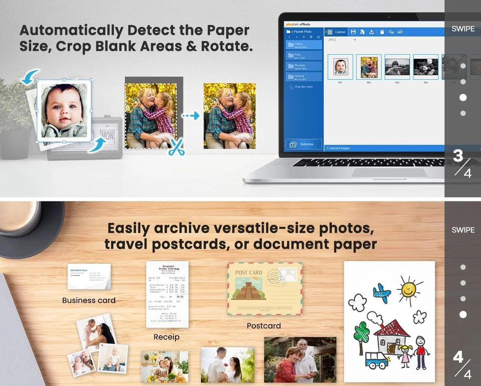 Photo Scanner ePhoto Z300, Scans 4x6 inch Photos in 2 Seconds, Auto crop and ... - Image 3 of 4