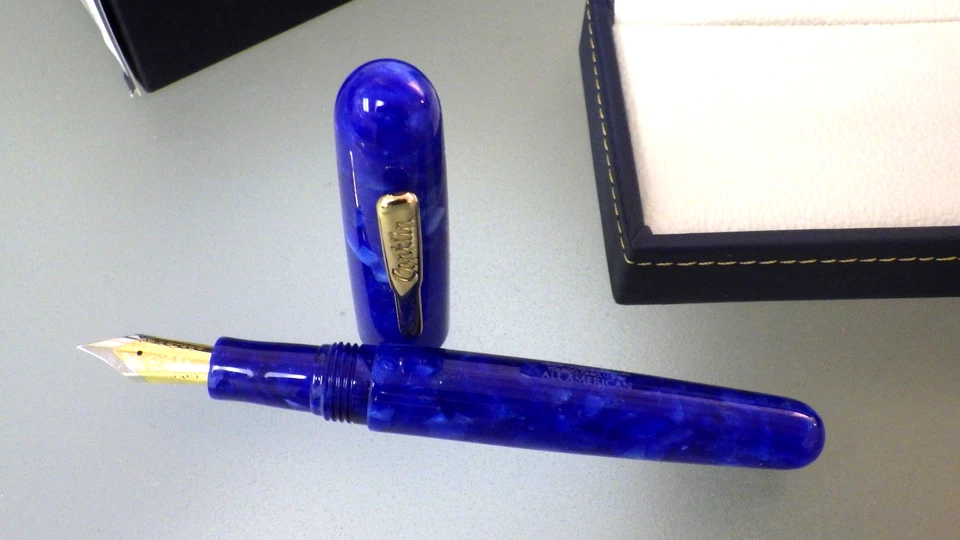 Pluma Estilográfica Conklin ALL AMERICAN con Iridio Alemania Nuevo en Caja AZUL LAPISLÁZULI Foto 2 de 4