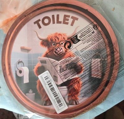 WC Schild  Holz hund liest auf der Toilette 