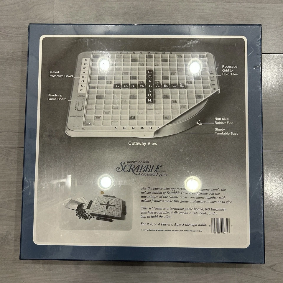 Vintage 1977 1982 Scrabble Deluxe Turntable Edition Crossword Game New Sealed - Image 2 of 4