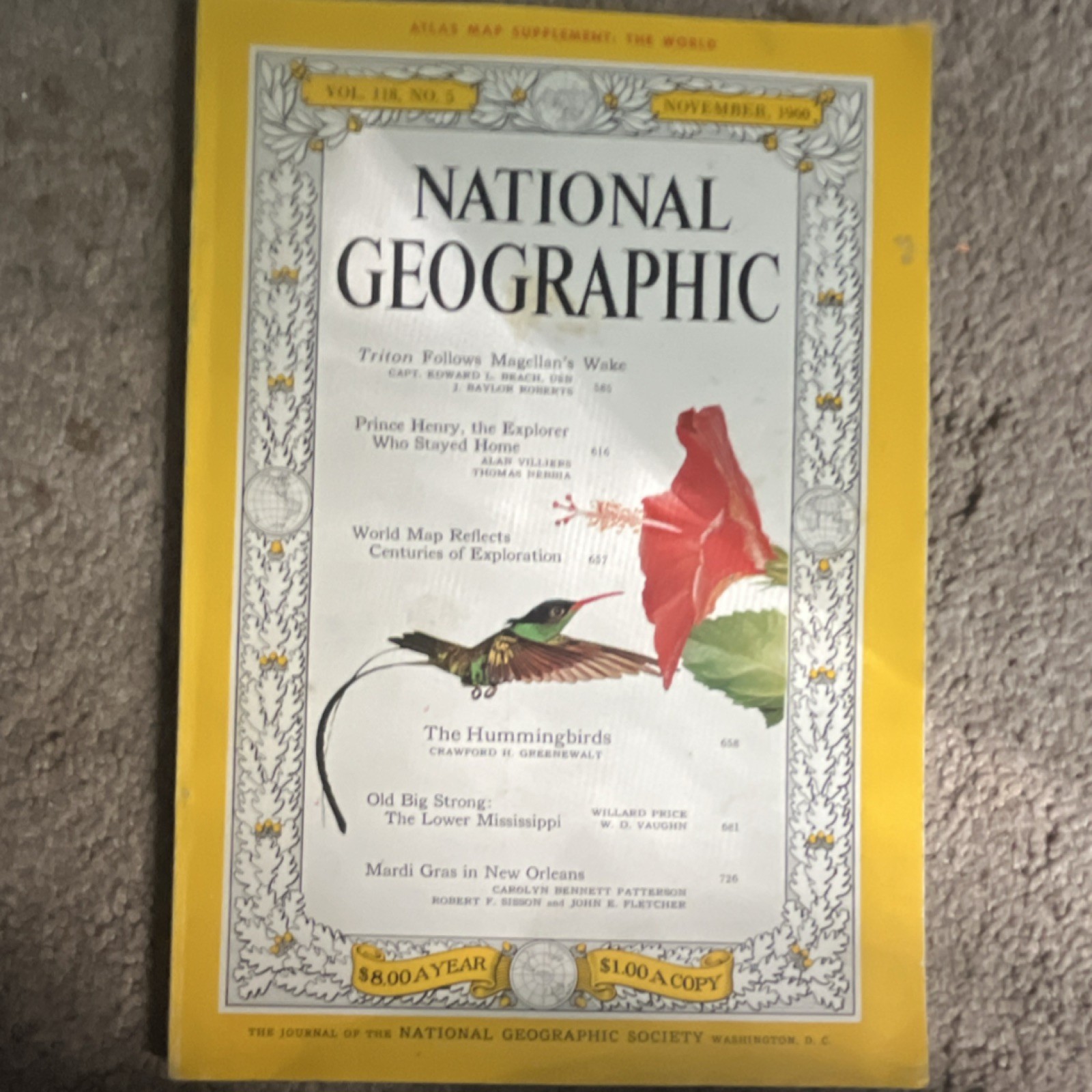 National Geographic November 1960 Vol 118 No 5 Illustrated Signed Hummingbirds