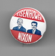 Eisenhower and Nixon Rare Red, White and Blue Jugate Political Pin