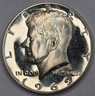 1969 S Proof Cameo Kennedy Half Dollar 40% Silver