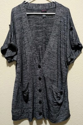 Torrid grey and black heathered knit cardigan size 2  comfy soft  Short Sleeves