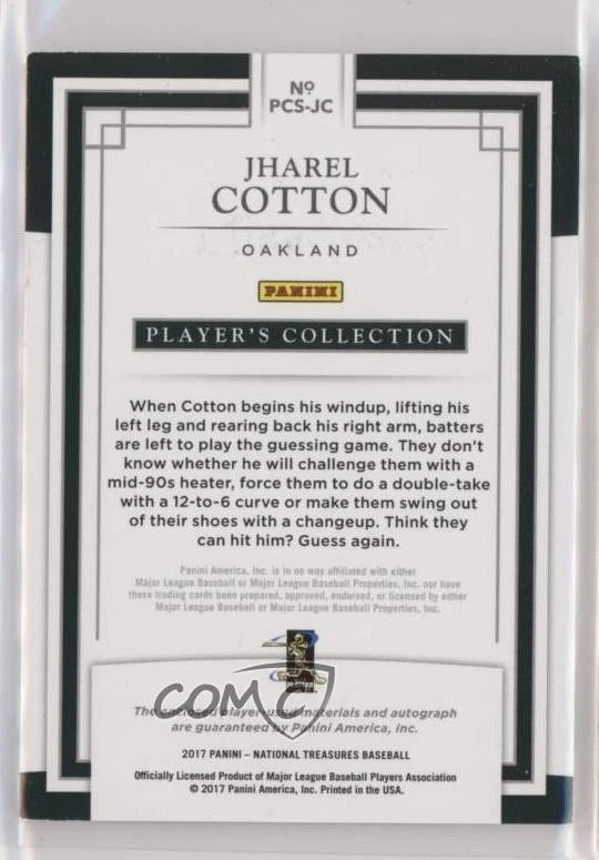 2017 Panini National Treasures /99 Jharel Cotton #PCS-JC Rookie Auto RC - Image 2 of 2