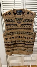 Vintage Polo by Ralph Lauren Hand Knit Camel Hair Wool Men s Vest Size L