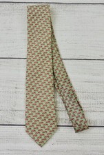 VINEYARD VINES Mens Green Red Lobster Print 100 Silk Neck Tie EXC