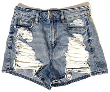 LADIES AMERICAN EAGLE COMFORT STRETCH WAISTBAND DISTRESSSED JEAN SHORTS  SIZE 4