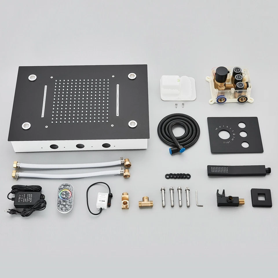 Thermostat Duschsystem mit LED Wasserfall Regenduschkopf Unterputz Duscharmatur - Bild 2 von 4