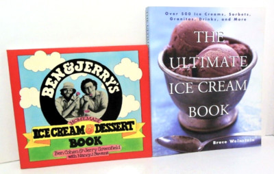 Ice Cream Cookbook LOT Ben and Jerry's Homemade Dessert AND Ultimate Recipes VG