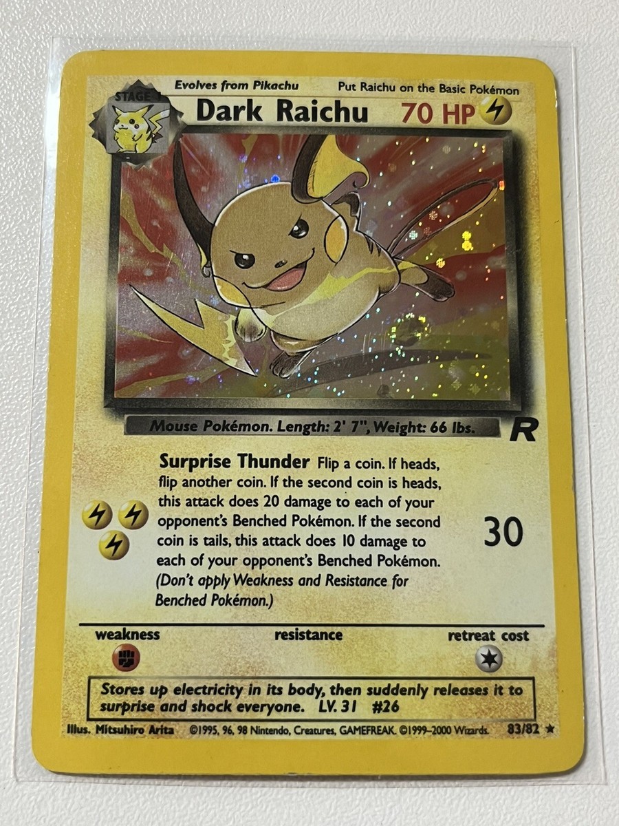 Pokemon TCG Team Rocket Secret Rare Dark Raichu 83/82 Holo Rare Vintage |  eBay